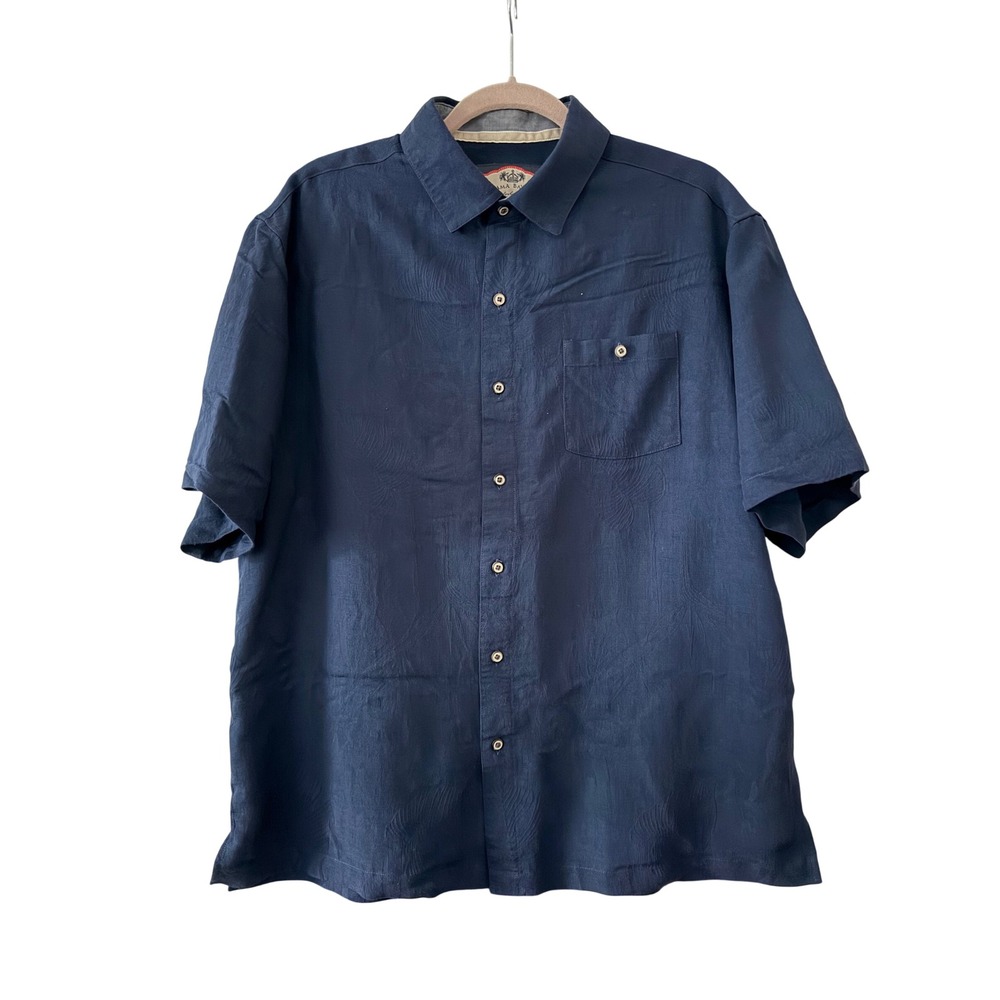 Bahama Bay Club Men's L Blue Button Up Texture Pattern Tropical Shirt | SKU 1013